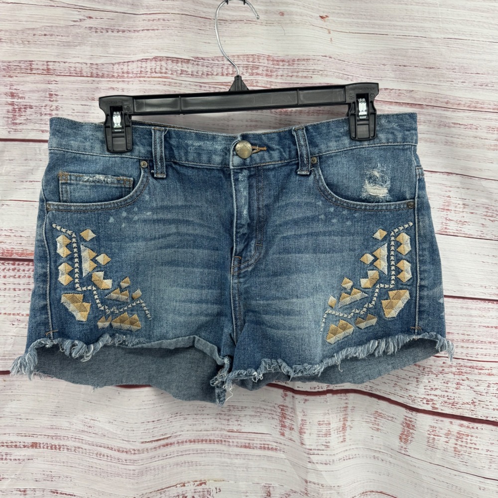 Free People Shorts Womens Size 28 Denim Cut Off Blue Distressed  Boho Festivals